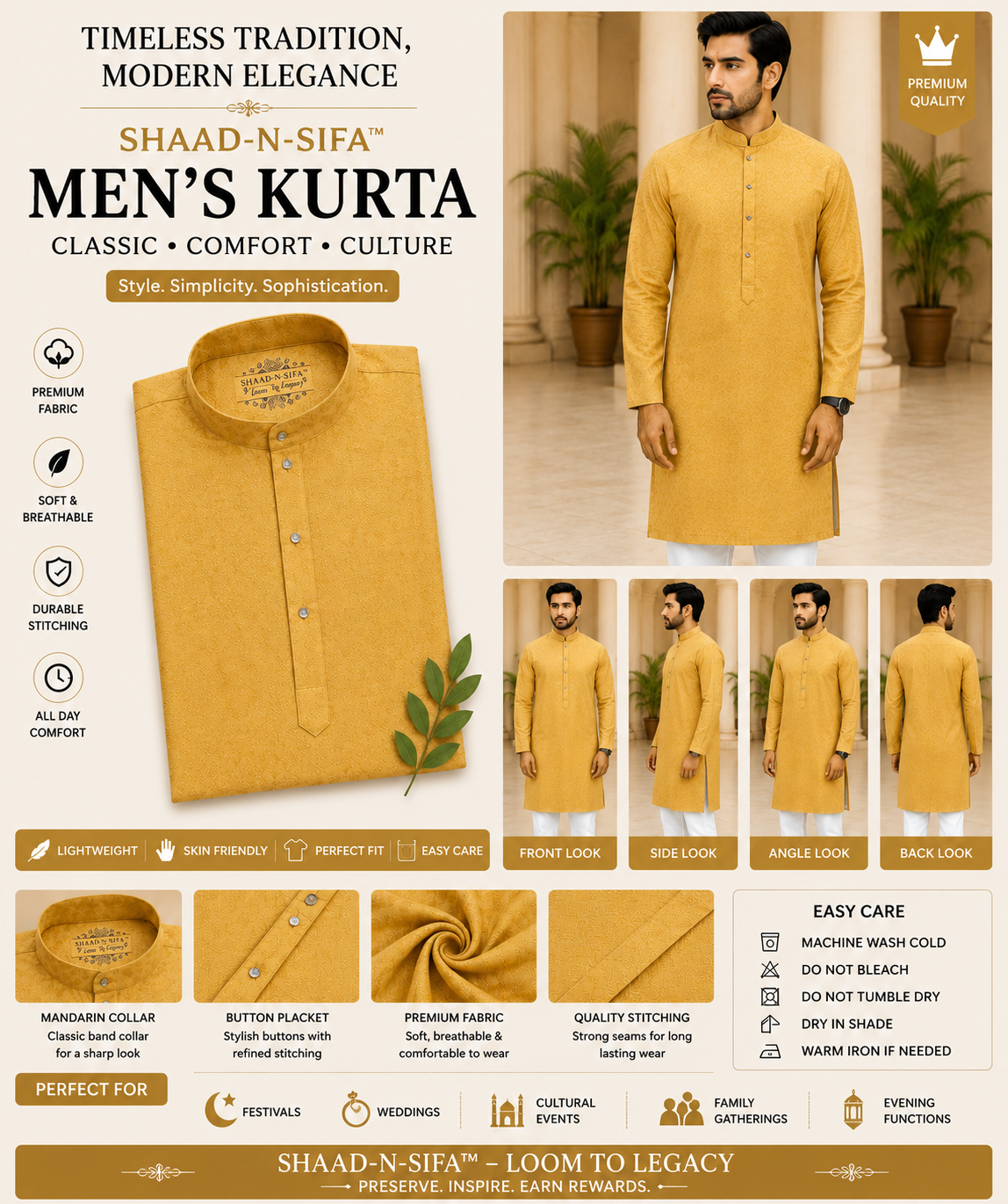 Shad-n-Sifa™ Mustard Majesty Kurta