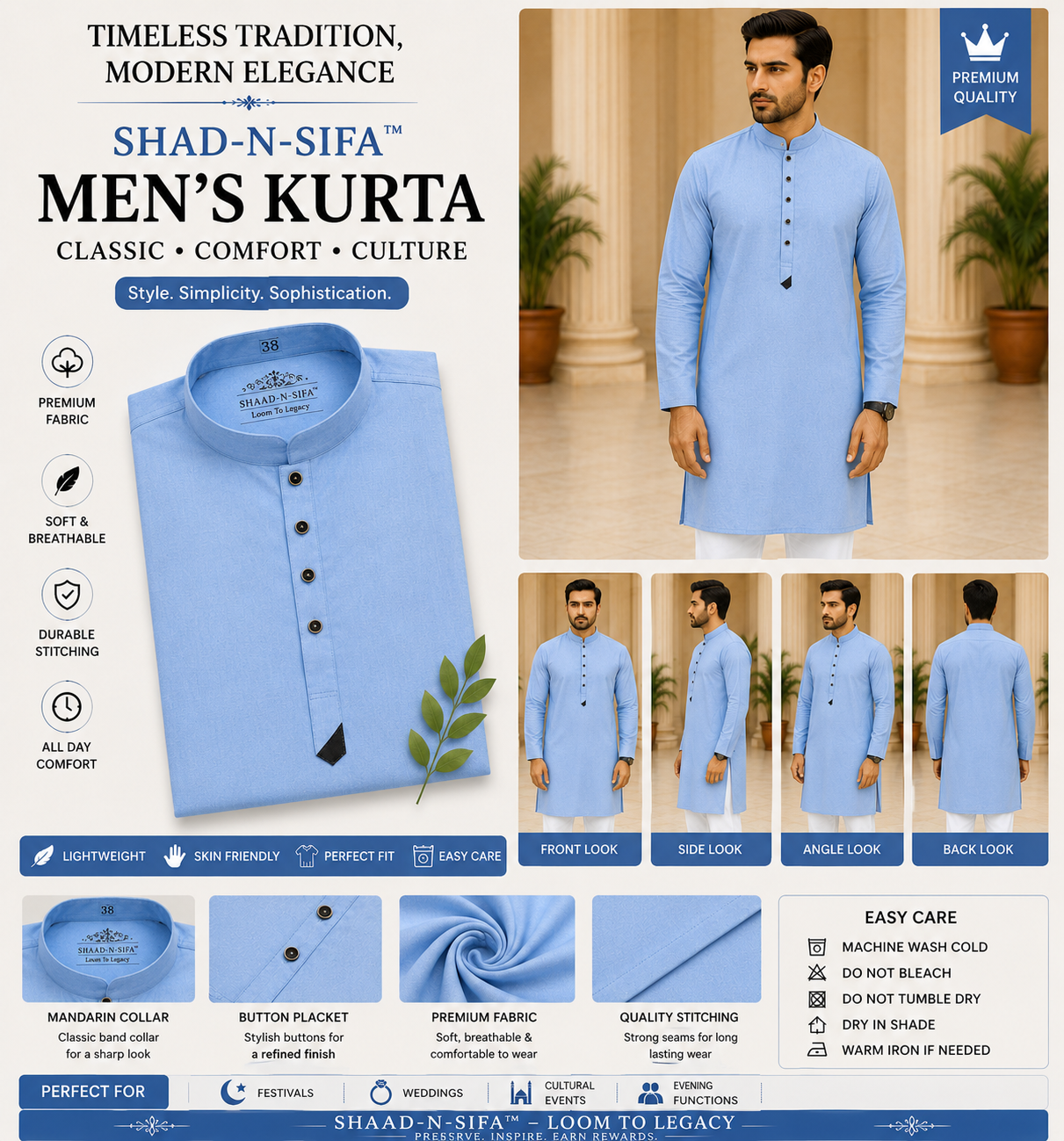 Shad-n-Sifa™ Blue Horizon Kurta