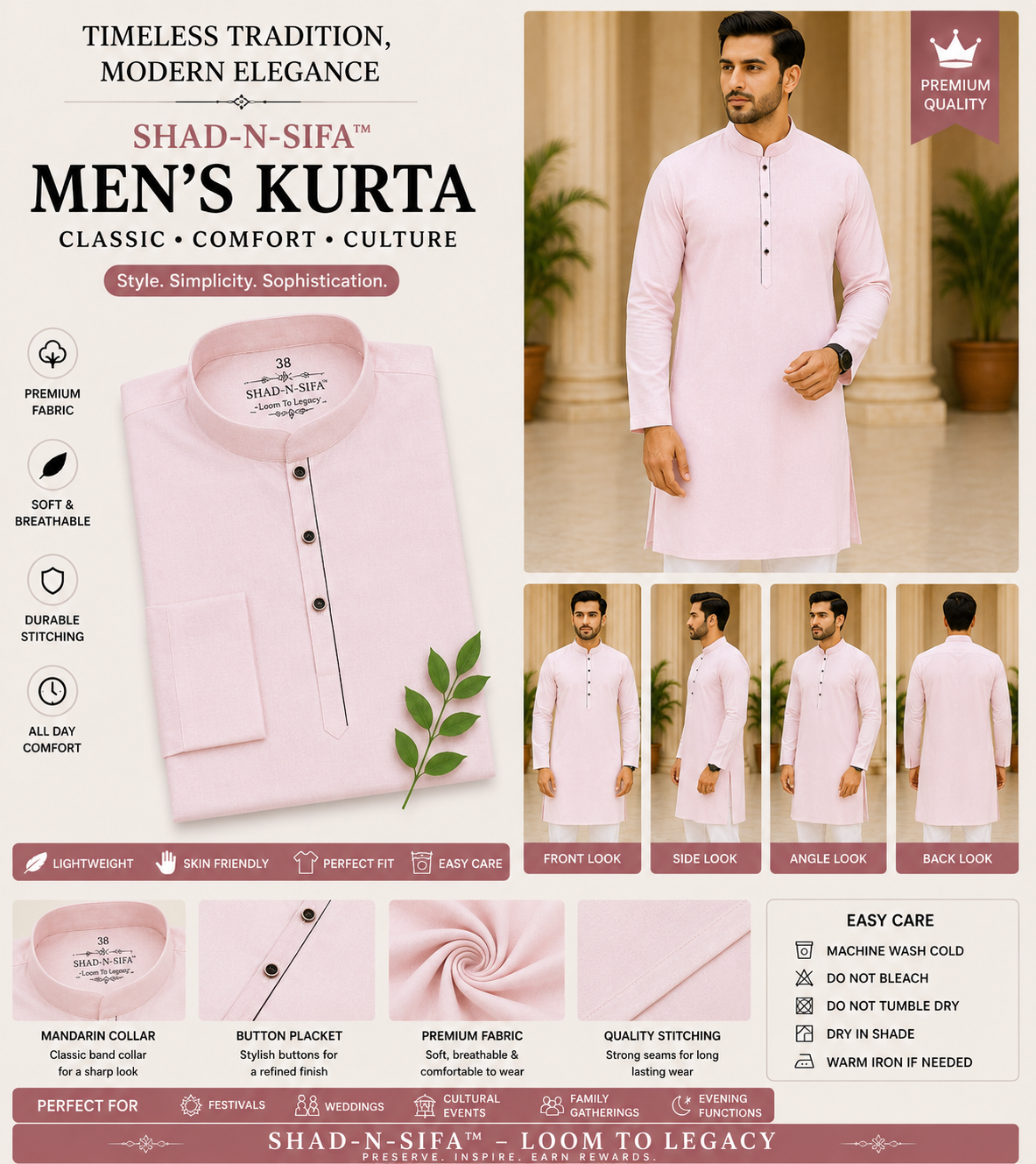 Shad-n-Sifa™ Rose Quartz Kurta