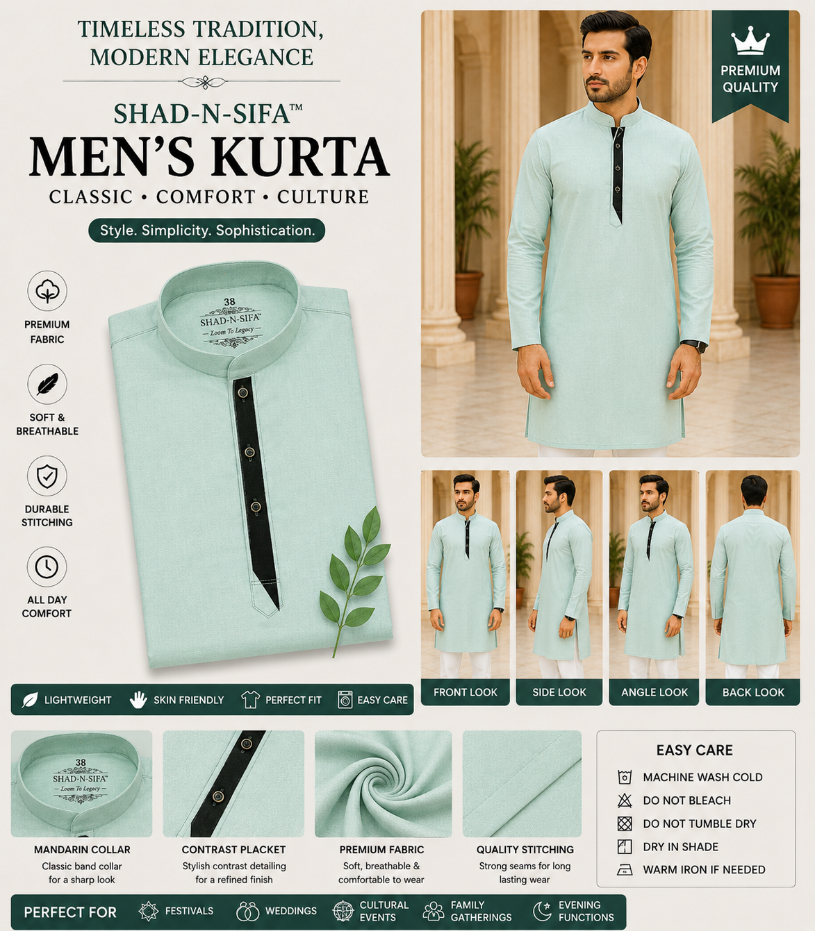 Shaad-n-Sifa™ Pistachio Royale Kurta