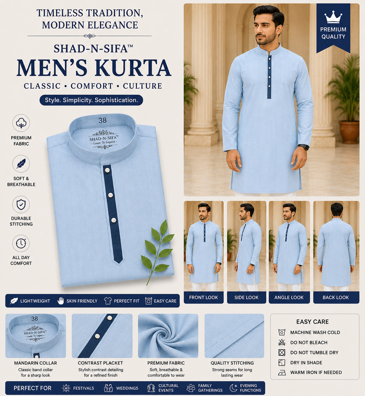Shaad-n-Sifa™ Sky Royale Kurta