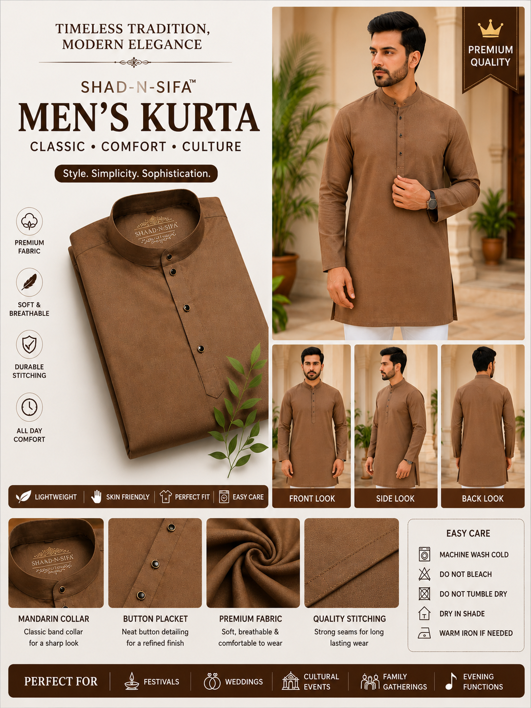 Shaad-n-Sifa™ Mocha Royale Kurta