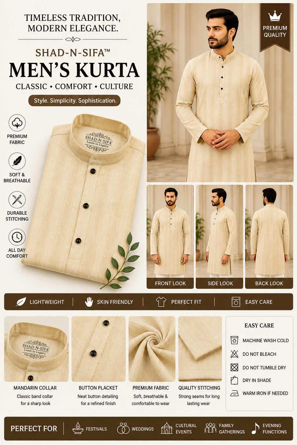 Shad-n-Sifa™ Ivory Royale Kurta