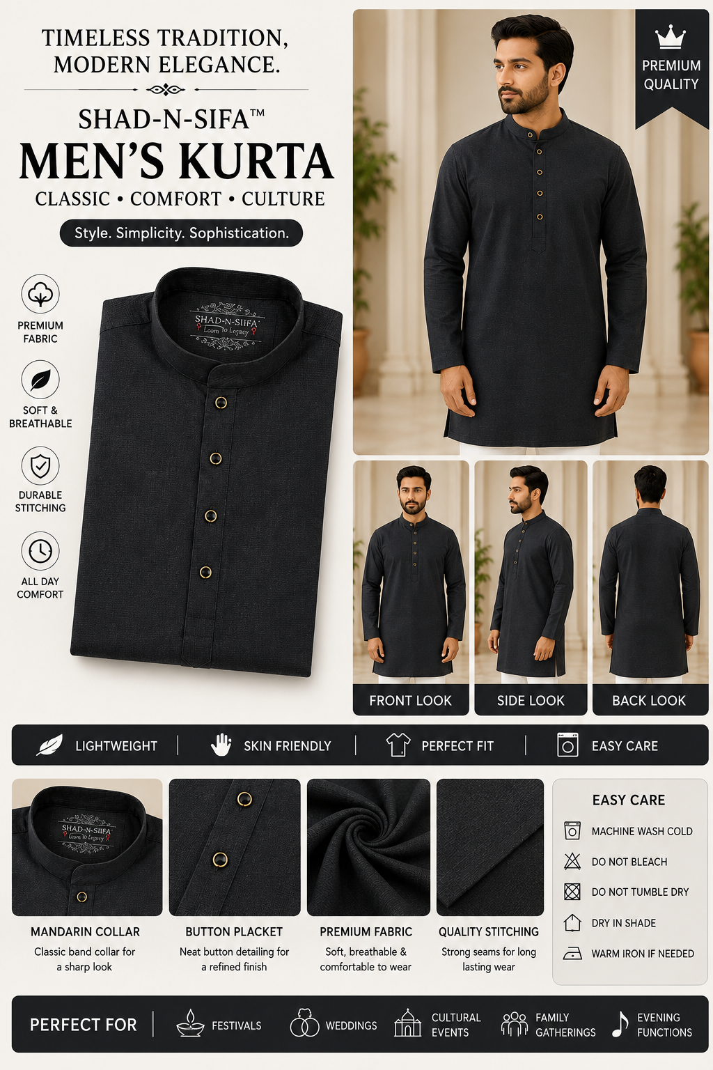 Shad-n-Sifa™ Onyx Royale Kurta